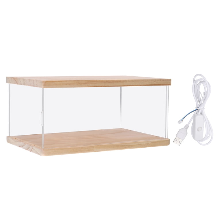 Clear Acrylic Display Case With LED Light & Backdrops - For Figures & Collectibles (14x9x10.6in)