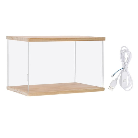 Acrylic Display Case with LED Light, 14"x6"x8" Clear Display Box Figures Display Case for Collectibles