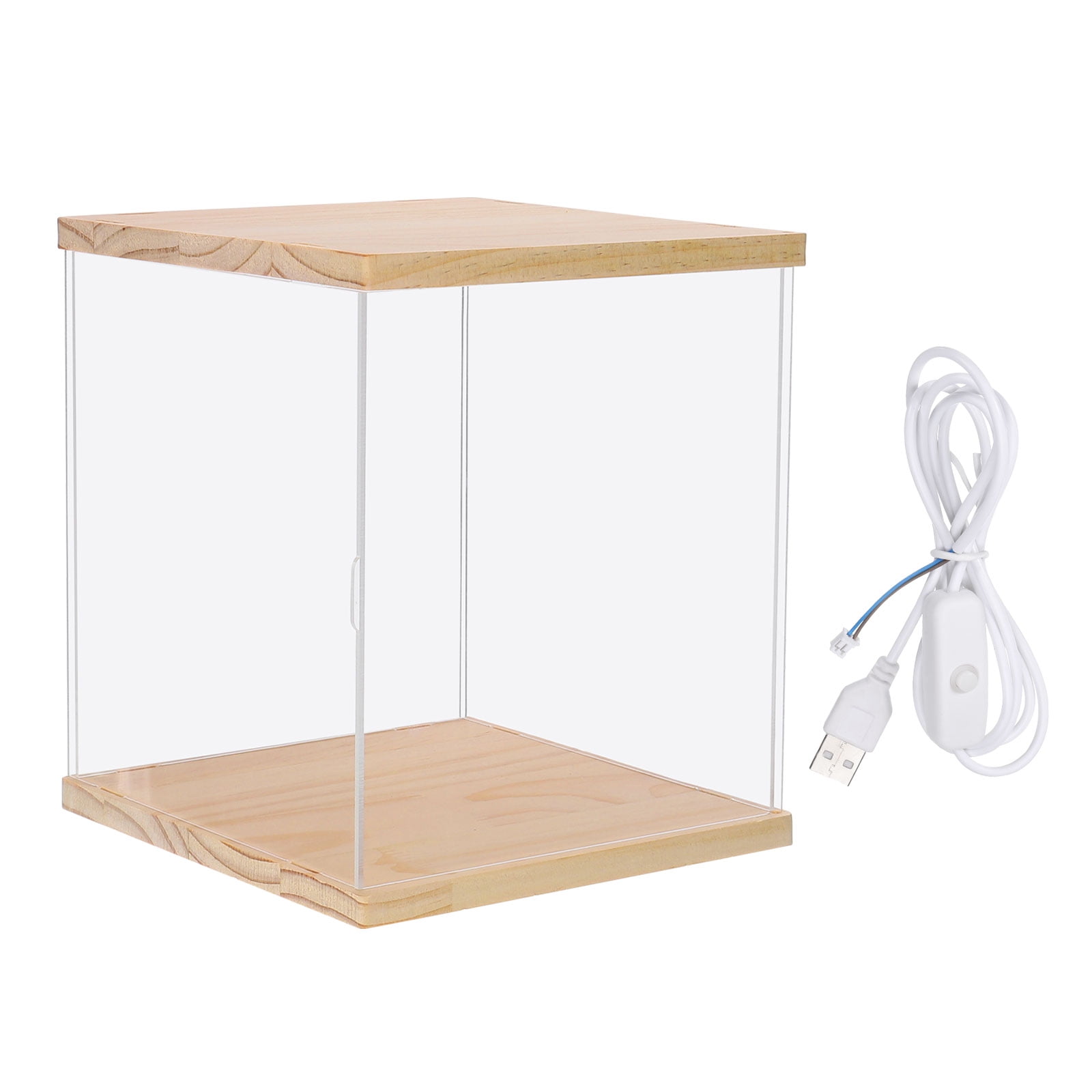 Acrylic Display Case with LED Light, 8"x8"x10" Clear Display Box