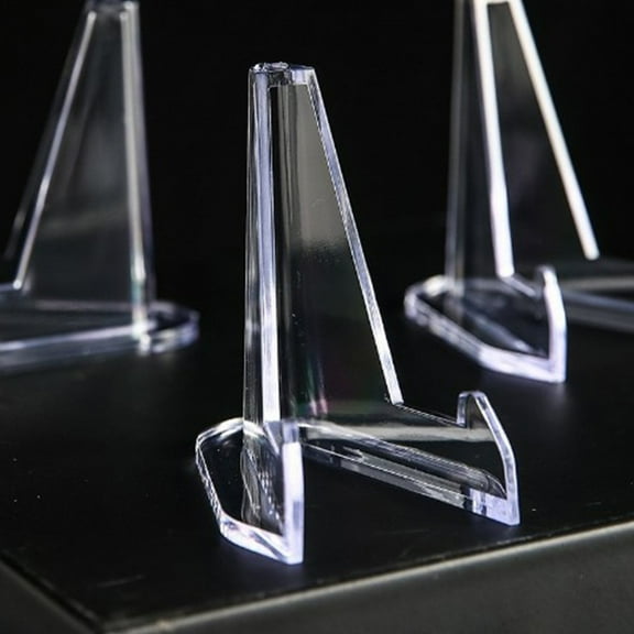 Acrylic Display Easel Stand | Transparent Tabletop Holder for Photos Cards Plates Phones Small Art | Desktop Clear Plate Stand for Home Office Bookstore Wedding Events | 5.2x1.5x6.8cm | 1 Pack