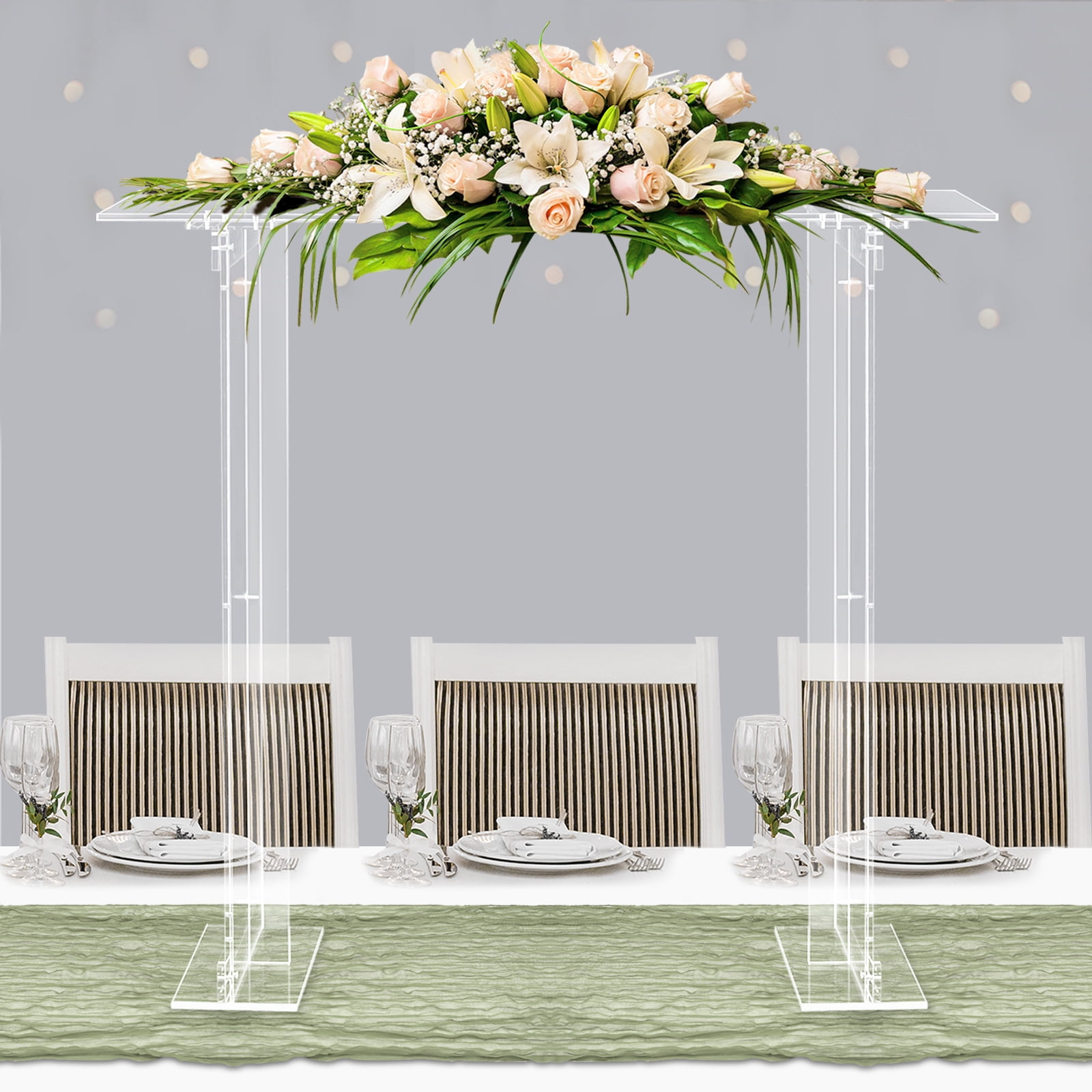 Acrylic Display Riser, 40'' Tall Clear Acrylic Rectangular Flower Stand ...