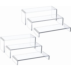Acrylic Display Riser, 6 Pcs 12" Large Risers, Thickened to 5mm Clear Rectangular Shelf for Cupcake Stand, Tiered Stand gemstone, curio, figurines, Collectibles