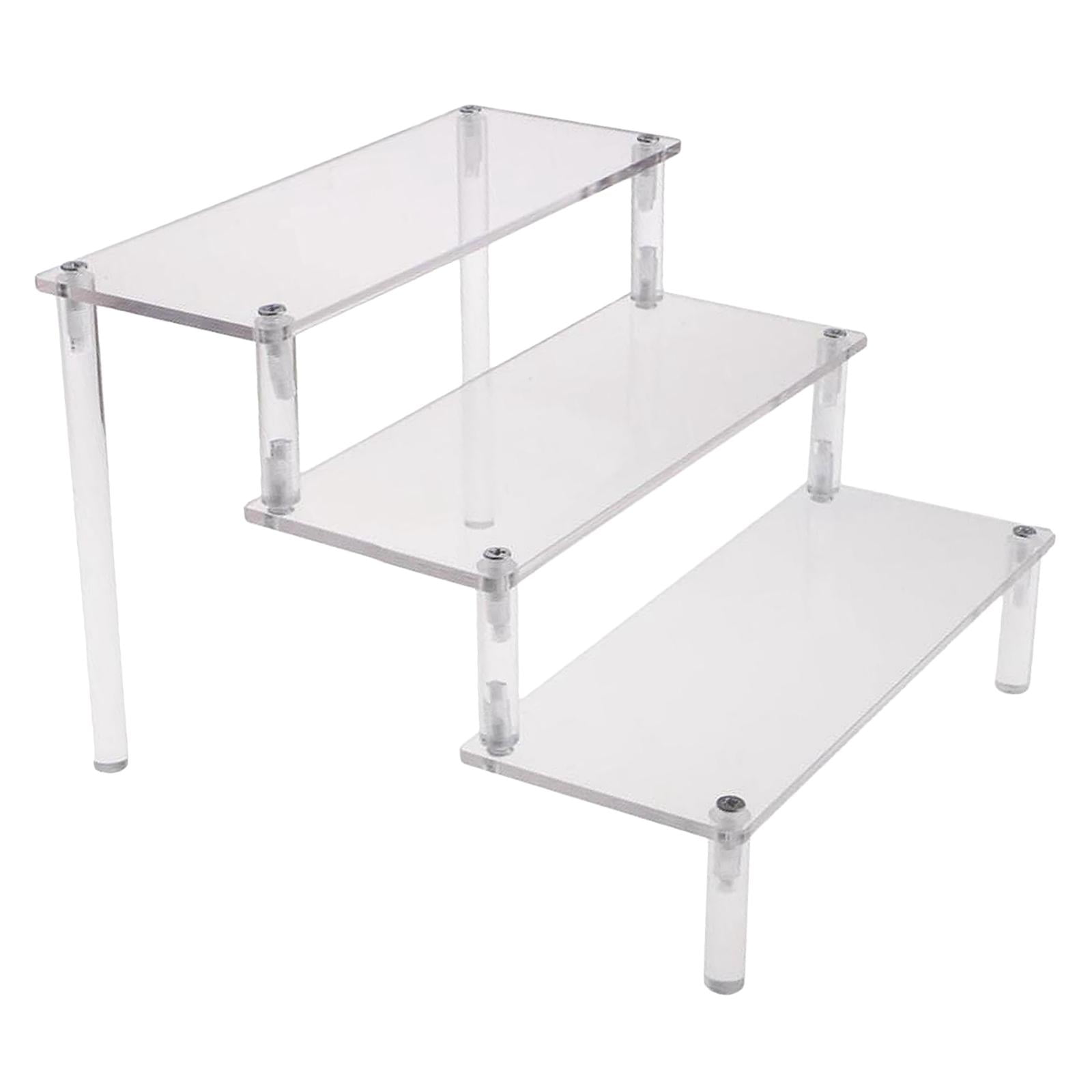 Acrylic Display Riser Shelf，3 Tier Clear Cupcake Stand Toys Figure