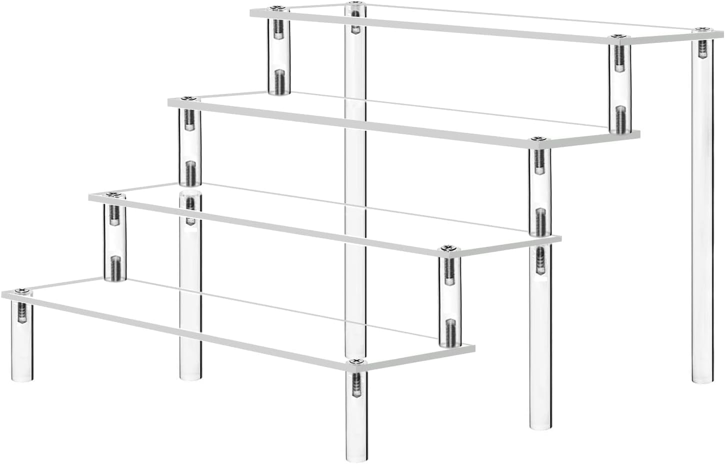 Acrylic Display Risers, 4 Tier Perfume Organizer Stand, Clear Cupcake Stand Holder, Large Shelf Risers for Figures, Dessert Shelves for Party, Riser Stand for Decoration and Organizer