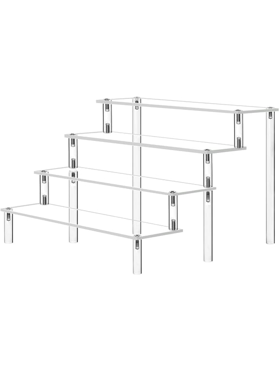 Acrylic Display Risers, 4 Tier Perfume Organizer Stand, Clear Cupcake Stand Holder, Large Shelf Risers for Figures, Dessert Shelves for Party, Riser Stand for Decoration and Organizer