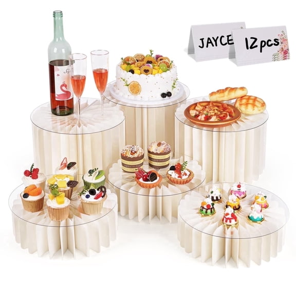 Foldable Food Display stands racks nd Cake Stand Buffet Risers ,Food Cake Stands for Party Buffet Risers and Desert Stands for Show Catering Desserts, Food, Jewelry (6 Pcs)