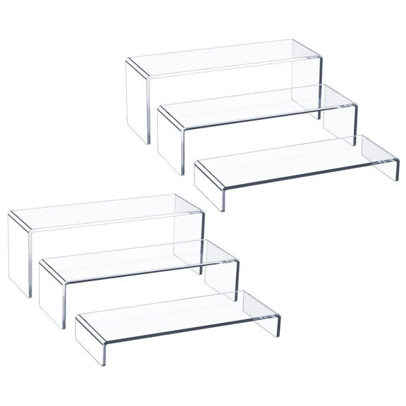 Acrylic Display Risers,6 Pcs 12" Large Acrylic Risers,Thickened 5mm Clear Rectangular Risers for Cupcake Stand,Acrylic Risers Display Stands for Collectibles Display, Food Risers, Perfume Display
