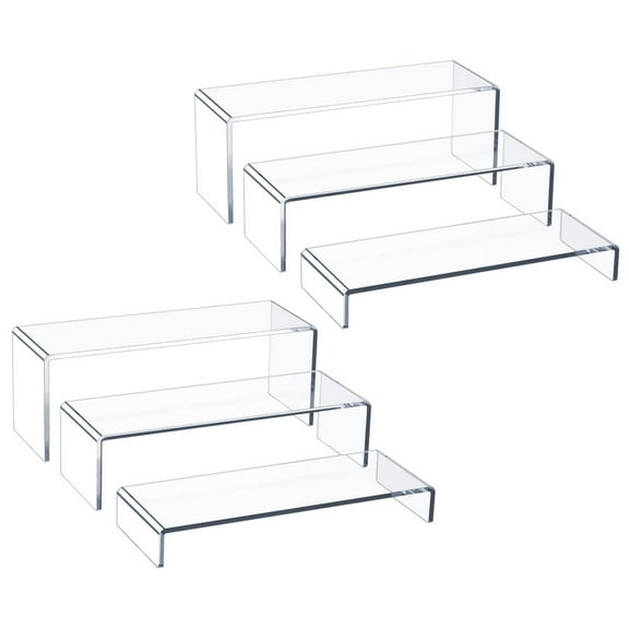 Acrylic Display Risers,6 Pcs 12" Large Acrylic Risers,Thickened 5mm Clear Rectangular Risers for Cupcake Stand,Acrylic Risers Display Stands for Collectibles Display, Food Risers, Perfume Display