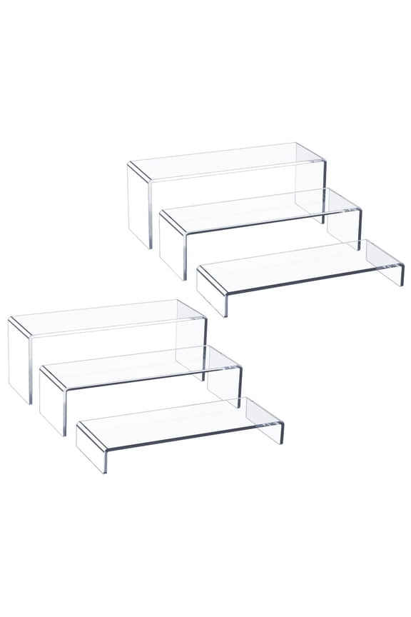 Acrylic Display Risers,6 Pcs 9" Large Acrylic Risers,Thickened 5mm Clear Rectangular Risers for Cupcake Stand,Acrylic Risers Display Stands for Collectibles Display, Food Risers, Perfume Display