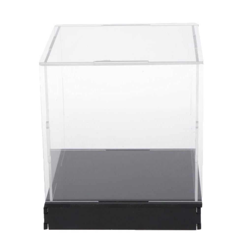 Clear Acrylic Display Case With Black Base - 13.4x11.8x13.4 Inch Dust Proof Showcase For Collectibles