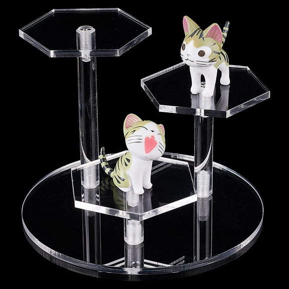 Acrylic Display Stand 3-Tier Display Risers Display Shelves Tiered Perfume Organizer Conutertop Desktop Holder Clear Cupcake Stand for DIY