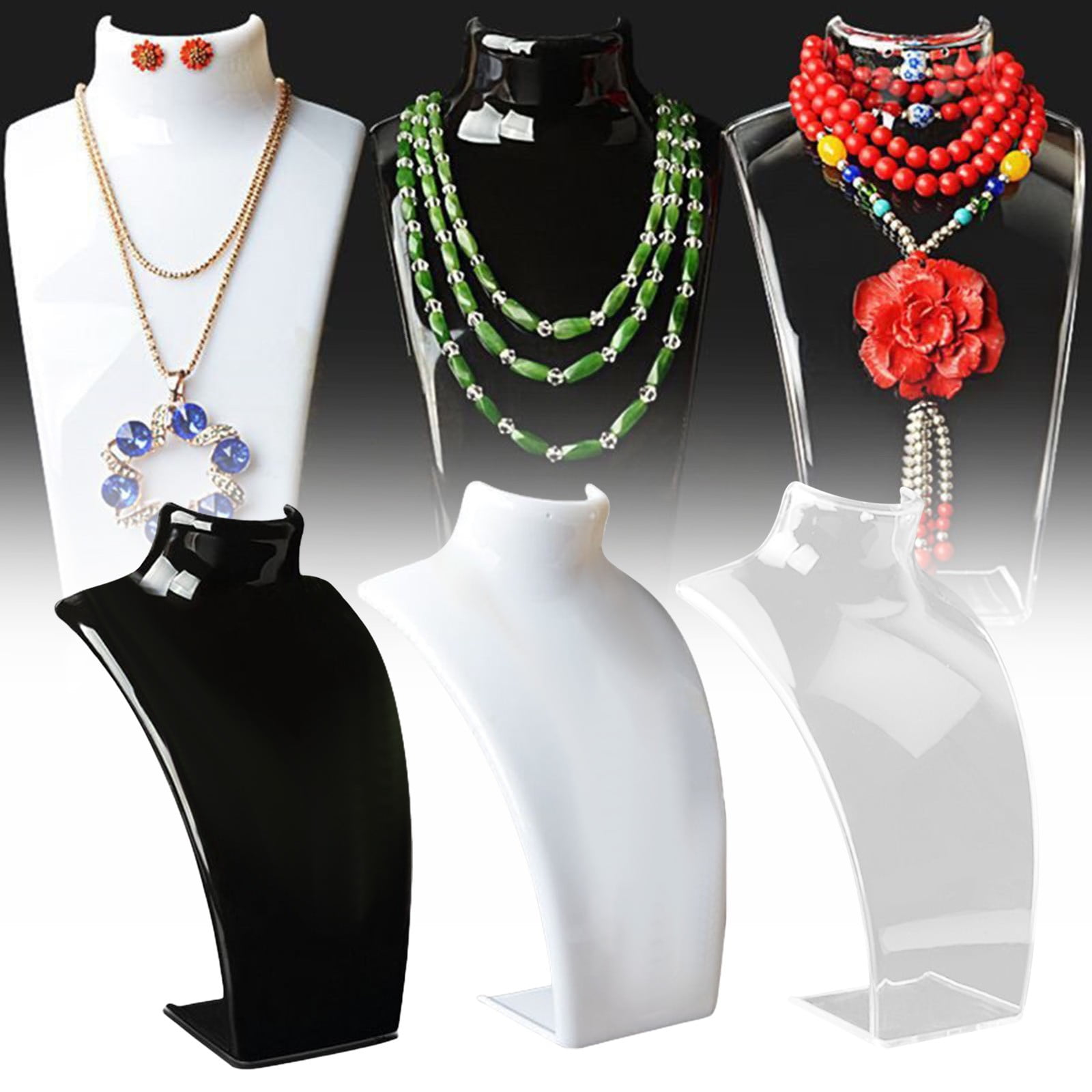 Acrylic Display Stand Portrait Neck Mold Plastic Necklace Display Stand ...