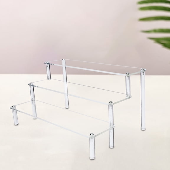 Acrylic Display Stand Transparent Step Riser - 3 Tier Ladder Shelf for Collectibles Dolls Perfume Jewelry Cosmetics - Home Decor Organizer for Counter Shelf Table Showcase