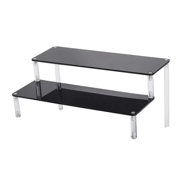 Acrylic Display Stands, Riser Display Shelf for Figures Cupcakes Cabinet Countertops Table , Black 20cm 2 Tier
