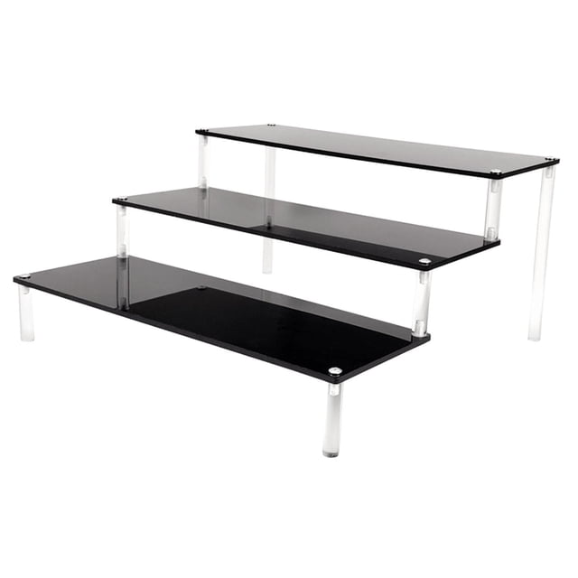 Acrylic Display Stands, Riser Display Shelf for Figures Cupcakes Cabinet Countertops Table , Black 30cm 3 Tier