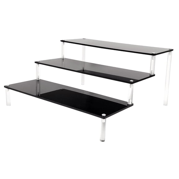 Acrylic Display Stands, Riser Display Shelf for Figures Cupcakes Cabinet Countertops Table , Black 40cm 3 Tier