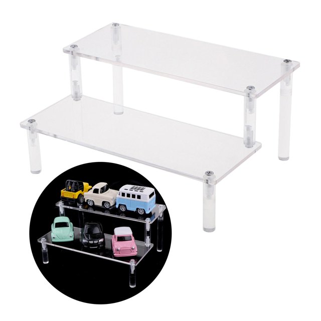 Acrylic Display Stands, Riser Display Shelf for Figures Cupcakes Cabinet Countertops Table , Clear 40cm 2 Tier