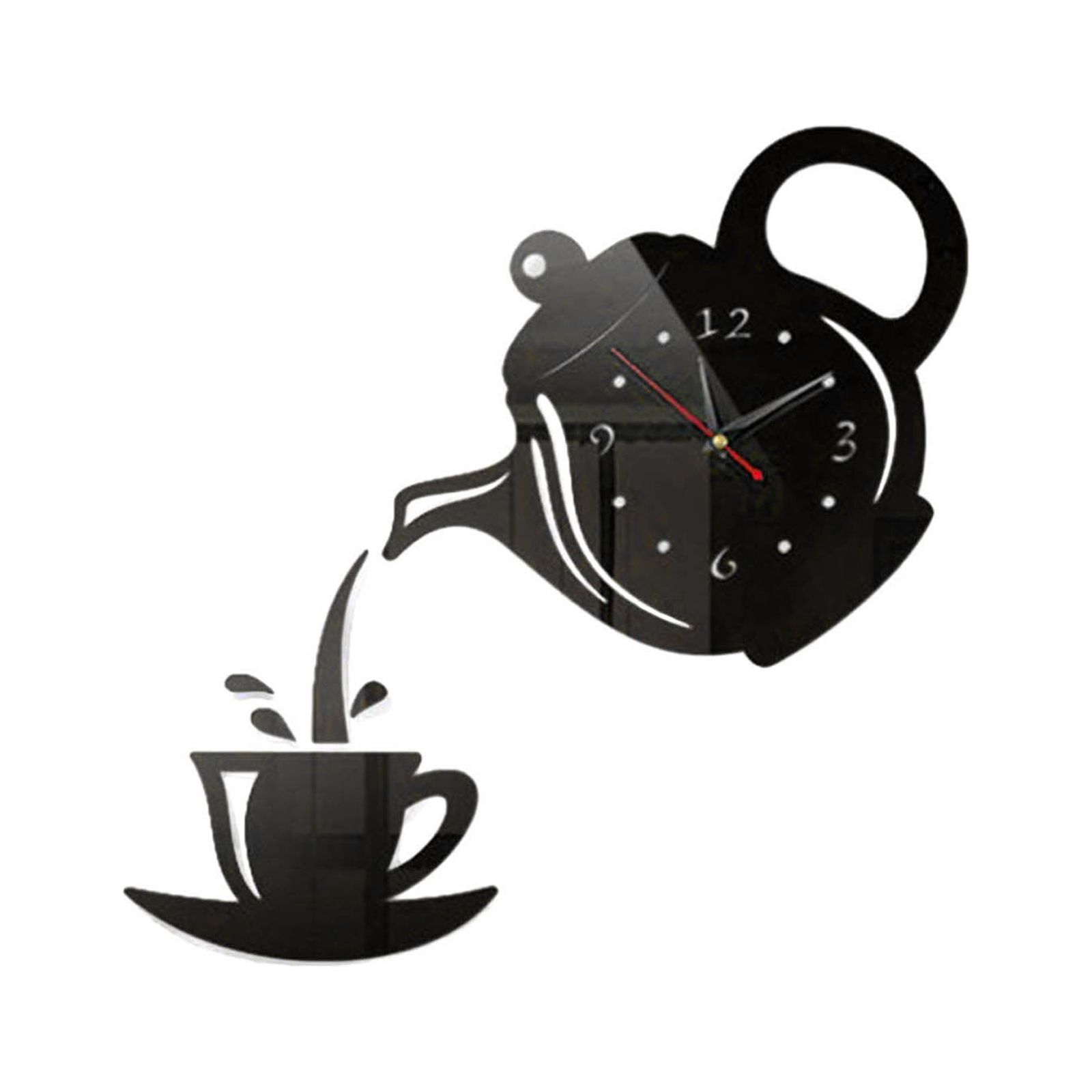 Acrylic Diy Personalized Clock Living Room Mute Mirror Teapot Wall Stickers Decorative In The