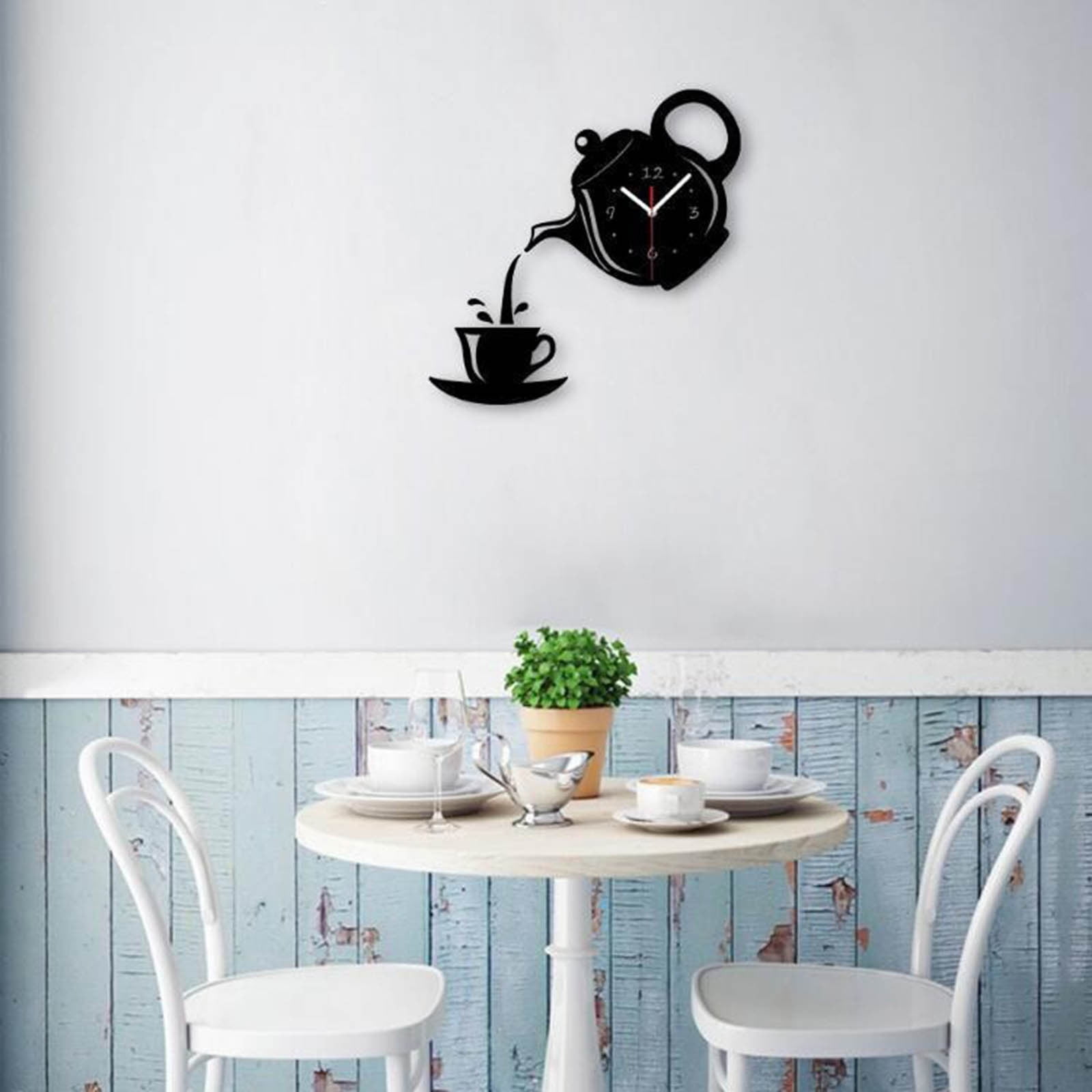 Acrylic Diy Personalized Clock Living Room Mute Mirror Teapot Wall