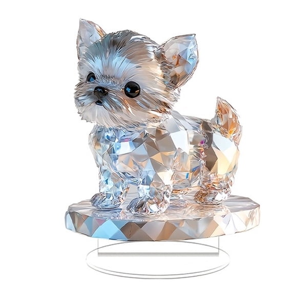 Acrylic Dog Sculpture Statue Collectible Decorative Figurines,Home Office Bookshelfs Desktop Decors Gift for Women Men
