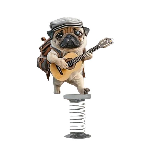 Acrylic Dog Spring Shaking Head Ornament for Car and Desktop with Swing Function