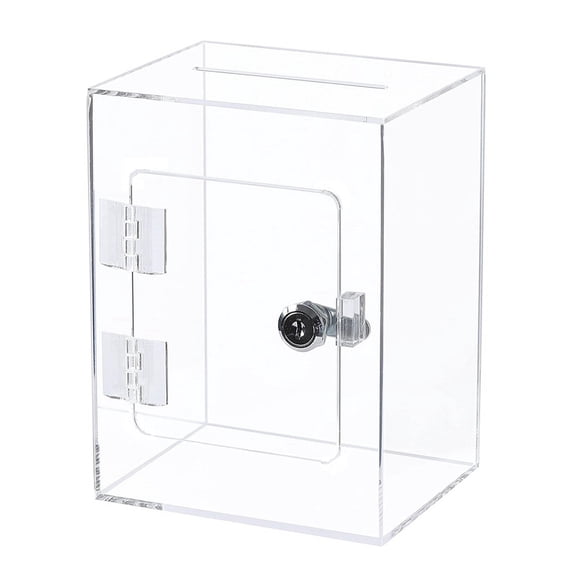 Acrylic Donation Ballot Box- Tip Jar For Money with Lock Key