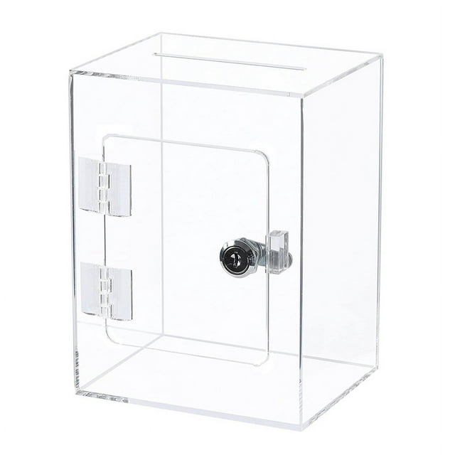 Acrylic Donation Ballot Box Tip Jar For Money with Lock Key