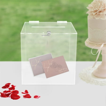 Acrylic Donation & Ballot Box w/ Lock Clear Storage Container 12"x12"x12" Retail