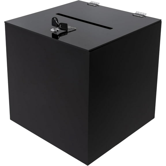 Acrylic Donation Box, 12" X 12" X 12" Ballot Suggestion Box with Lock & 2 Keys, Raffle Voting Box with Slot for School Conference Fundraising