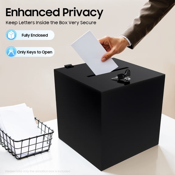 Acrylic Donation Box, Suggestion Box, Money Storage Square Container, Suggestion Box with Lock