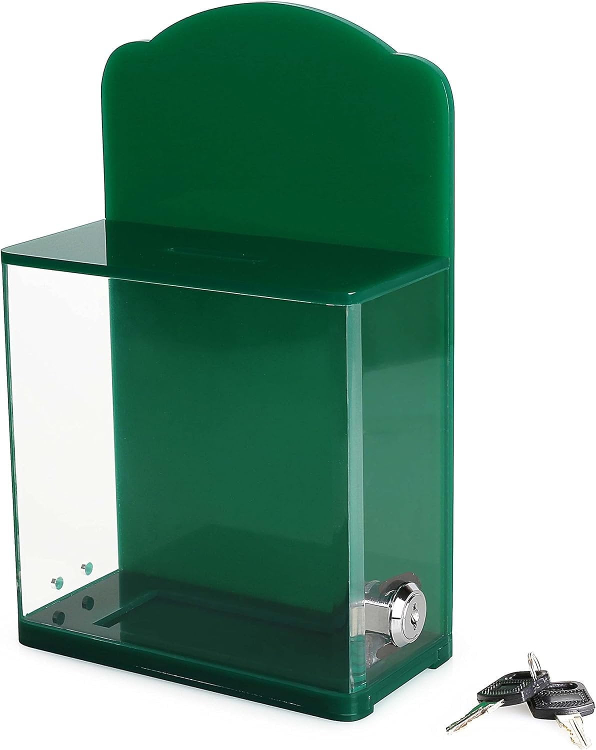 Green Acrylic Lockable Wall Mounted Countertop Donation Box