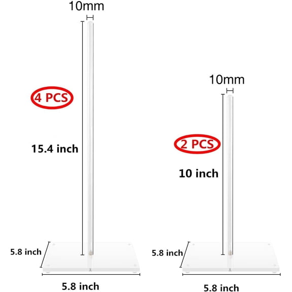 Acrylic Donut Stand 6 Pieces,Removable Clear Donuts Display Stand Bagels Holder for Party Wedding Birthday Treat Display Corner Decor,Non-slip Doughnut Bar 16 inch and 10 inch