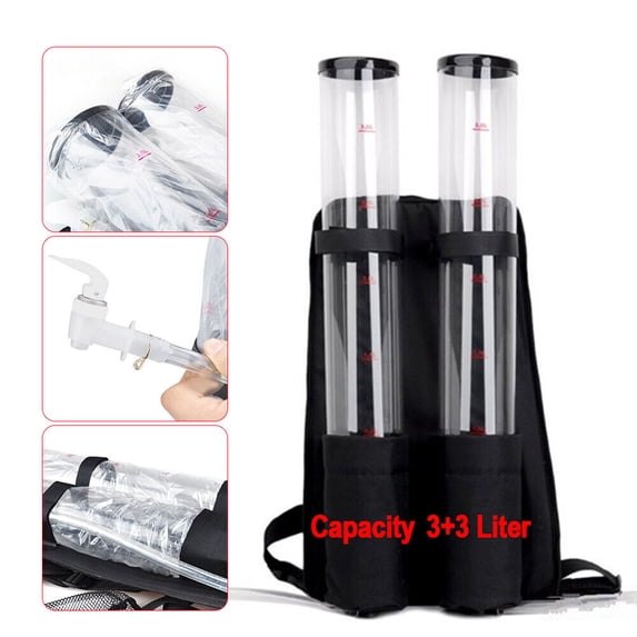 Acrylic Double-Container Drink Dispenser, 3L+3L, Dual Tank Backpack Beer Liquid Shot Pump Gun