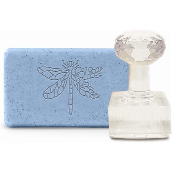 Acrylic Dragonfly Handmade Soap Stamp with Handle 1.57 Embossing Stamp for Cookie Clay Pottery Biscuits DIY Arts Crafts Making Projects