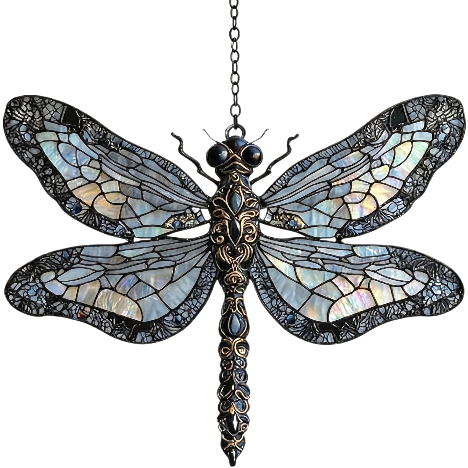 Acrylic Dragonfly Window Hanging Decor Colorful Stained Glass Effect ...