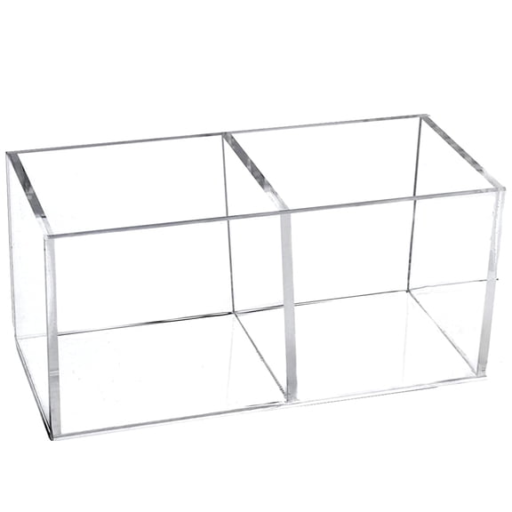 Acrylic Drawer Organizer, Clear 2 Compartment 2 Section Makeup Organizer Transparent Plastic Makeup Brush Holder Makeup Jewelry Accessories Storage Acrylic Square Cube Box