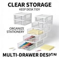 thumbnail image 1 of Acrylic Drawers Stackable, Wide 4 Drawer Unit, Clear Plastic Countertop or Desktop Drawers, White, 1 of 9