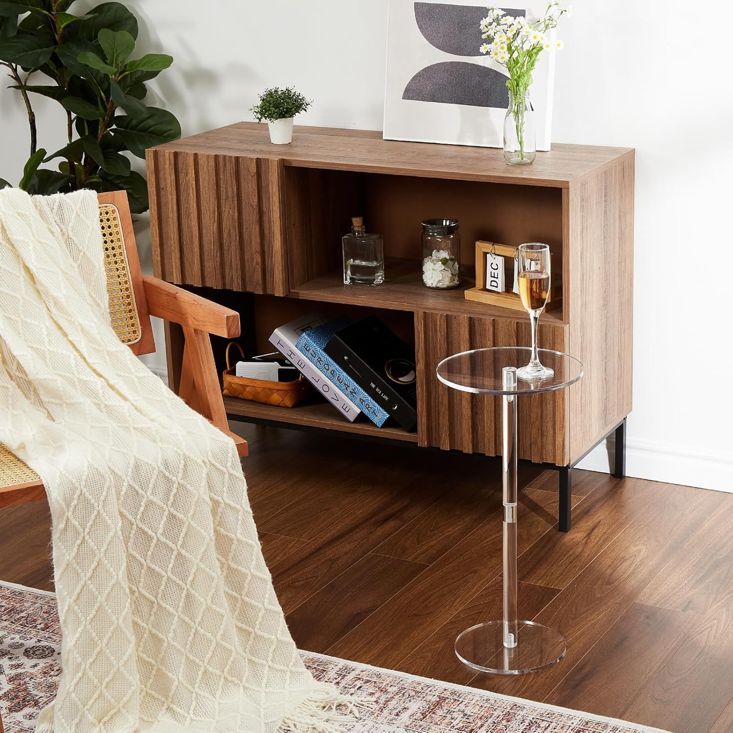 Acrylic Drink Table, 10" L x 10" W x 21.3" H Acrylic Side Table, Small ...