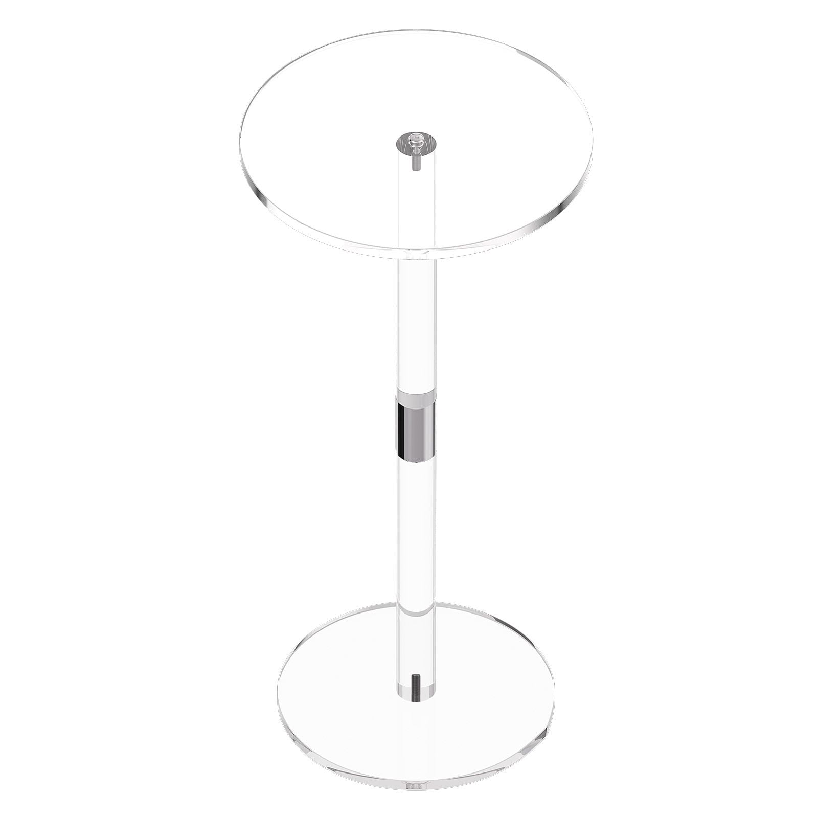Acrylic Drink Table 10x10x21.3 Inch Clear End Table Round Top Solid Post 0.3 Inch Thick Supports 11 lbs for Living Room Bedroom