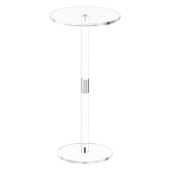 Acrylic Drink Table 10x10x21.3 Inch, Transparent Side Table with Solid Column, Easy Assembly for Coffee Food Snacks