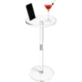 thumbnail image 1 of Acrylic Drink Table, Small Round Side Table for Small Space, Pedestal End Table with Phone Holder, Multi-Use Modern Accent Table, Martini/Cocktail Table for Living Room, 10"X21" Easy Assembly, 1 of 7