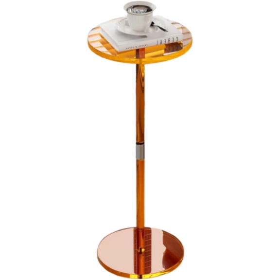 Acrylic Drink Table for Small Spaces, 10" L x 10" W x 21.3" H(Orange) | Drink Side/End Table for Living Room, Round, Easy Assembly
