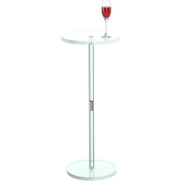 Acrylic Drink Table for Small Spaces, Clear Side Table, 10" L x 10" W x 21.3" H, Round End Table for Living Room, Bedroom, Office, Easy Assembly