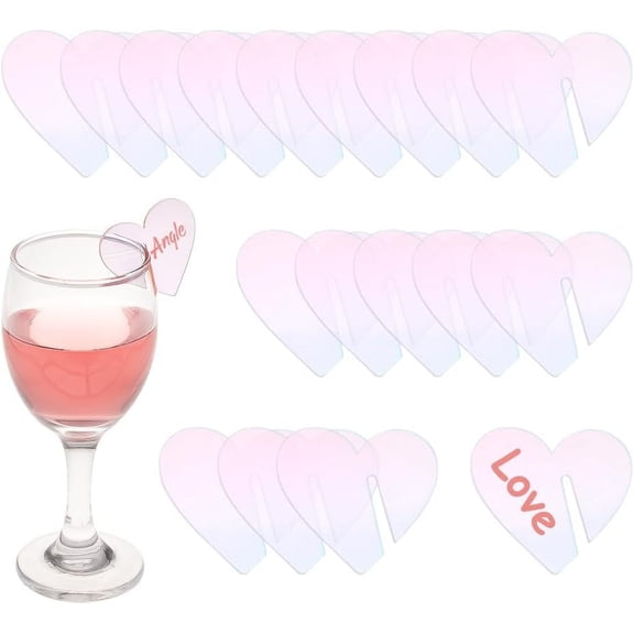 Acrylic Drink Tags Blank Party Drink Name Tag DIY Acrylic Drink Label Wine Glass Charms Drink Markers for Valentine's Day Wedding Birthday Party Bar 1 Box