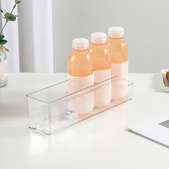 Acrylic Drinks Organizer with Push Function Transparent Storage Box for Kitchen Fridge Organization and Easy Access for Home Bar and Entertaining Ihhddx