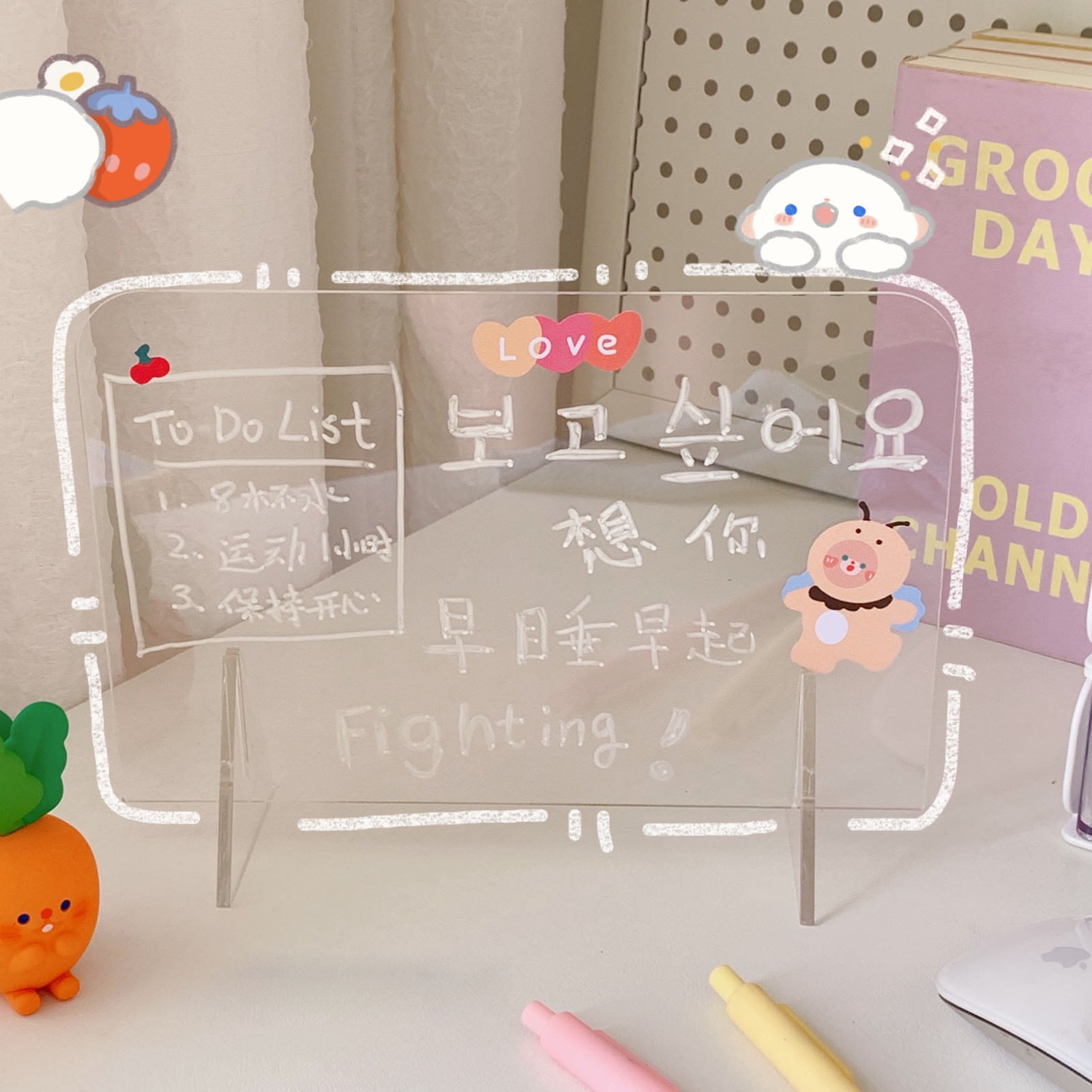 Acrylic Dry Erase Board Creative Transparent Erasable Portable Desktop