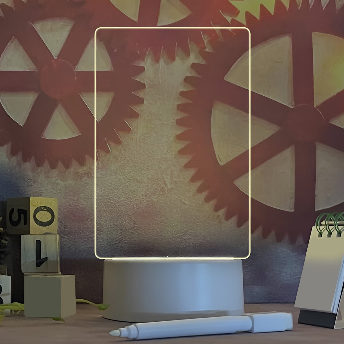 Acrylic Dry Erase Board LED Light up Message Board with Stand and Dry