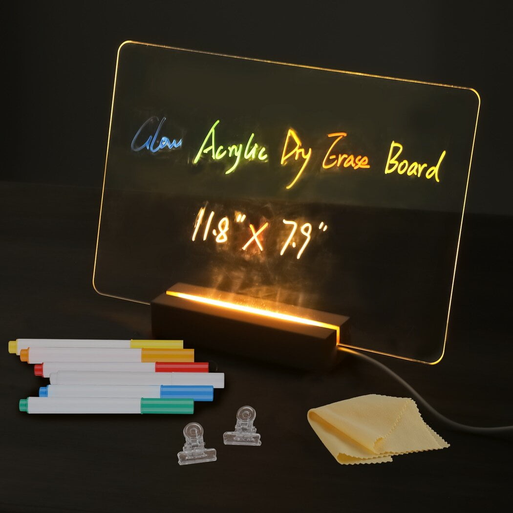 1pc Acrylic Transparent Note Board Night Light, LED Luminous Wipe Board  Night Light, USB Powered Message Board Light, Erasable Writing Board With  Pen Decorative Gift Light