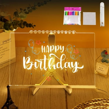 Acrylic Dry Erase Board with Light Up Stand for Desk,Led Note Board with Colors, Glowing Acrylic Dry Erase Board with Light, Light up Dry Erase Board Memo Message Board Note Glass Led Board