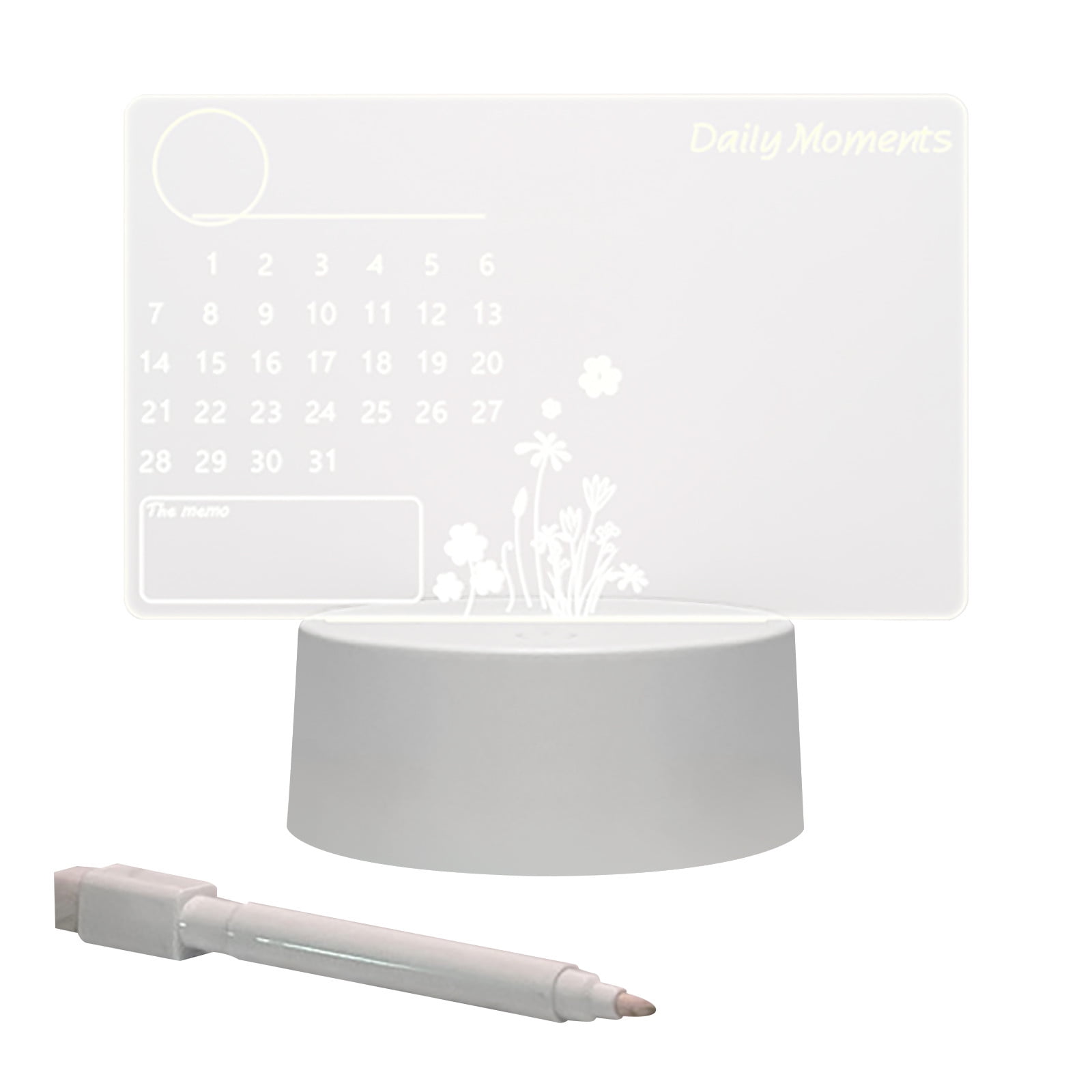 Acrylic Dry Erase Board with Wooden Stand 12 x 8 Inch Clear Desktop Note  Memo White Board Colorful LED Light Message Board Acrylic Memo Board Tablet
